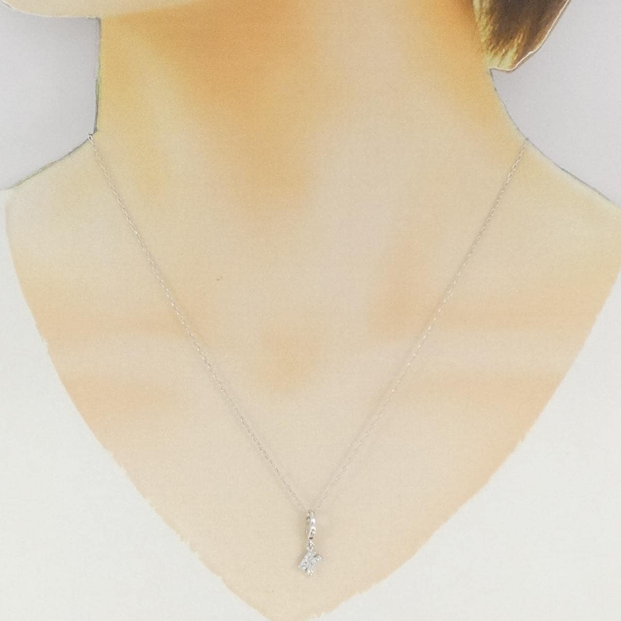 K18WG イニシャルK ダイヤモンド ネックレス 0.06CT