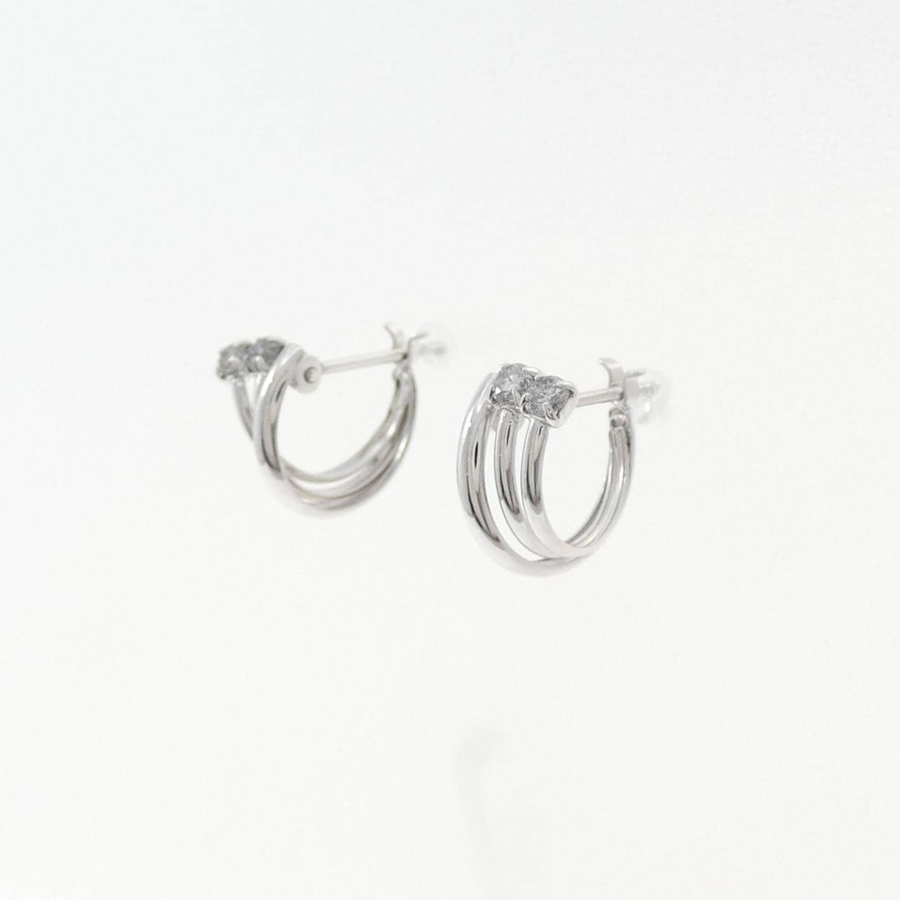 K14WG ダイヤモンド ピアス 0.12CT