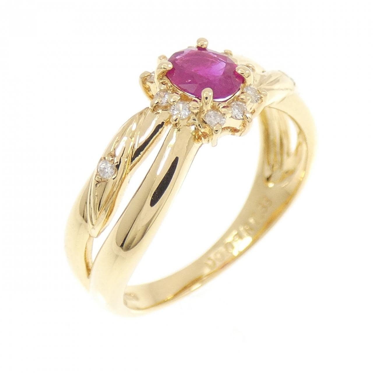 K18YG ルビー リング 0.33CT