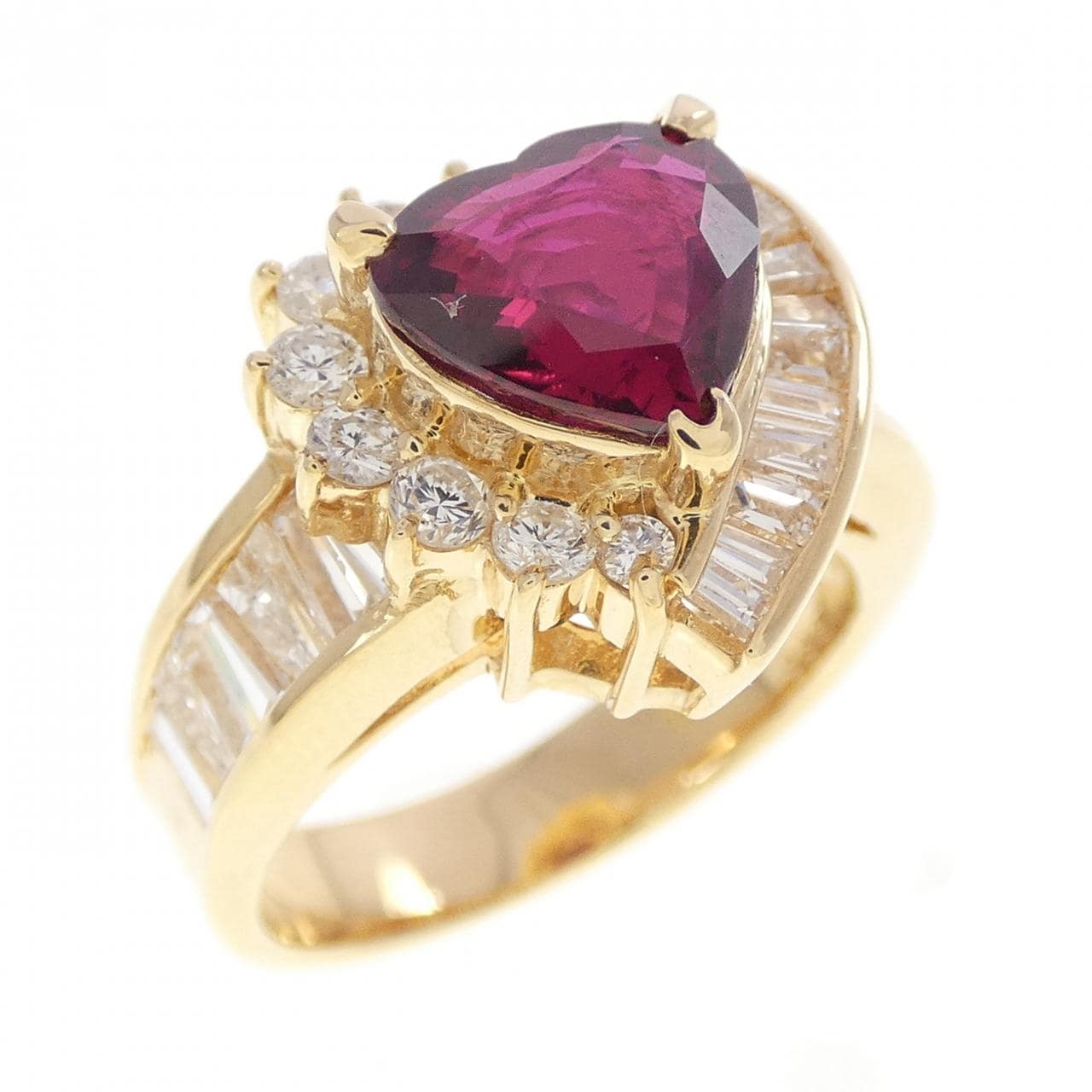 K18YG ハート ルビー リング 2.09CT
