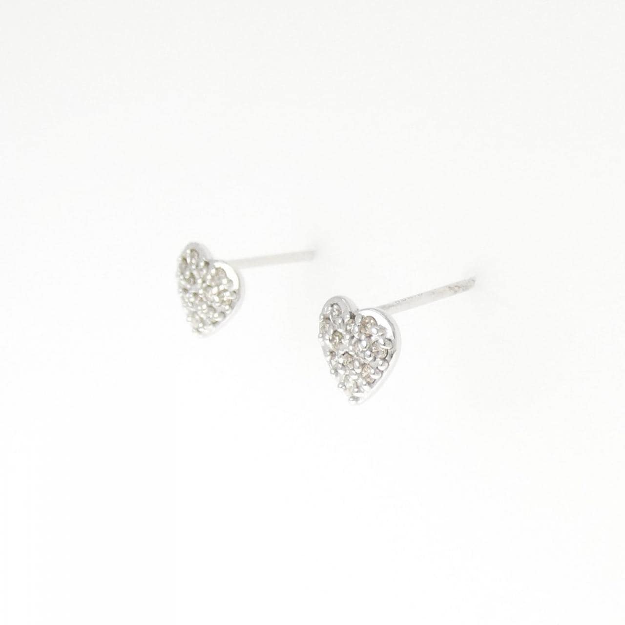K18WG ハート ダイヤモンド ピアス 0.10CT