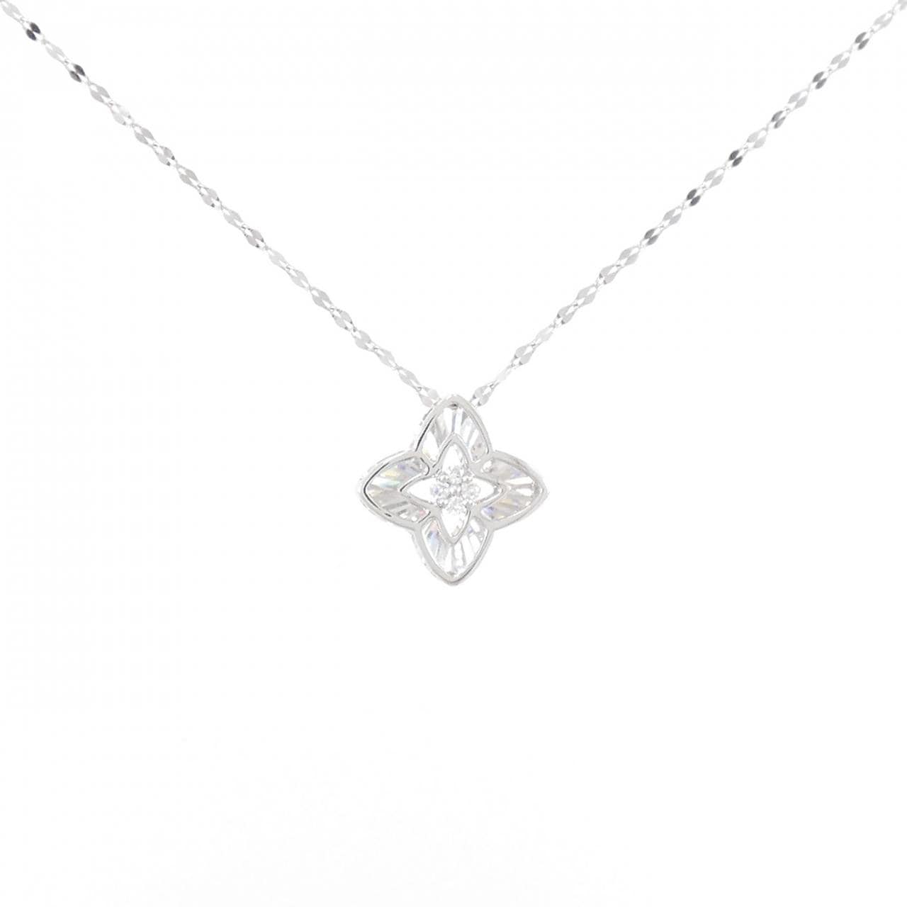 [BRAND NEW] K18WG Flower Diamond Necklace 0.02CT