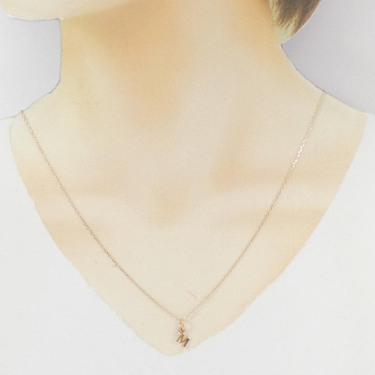 K14PG/K18PG イニシャルM ダイヤモンド ネックレス