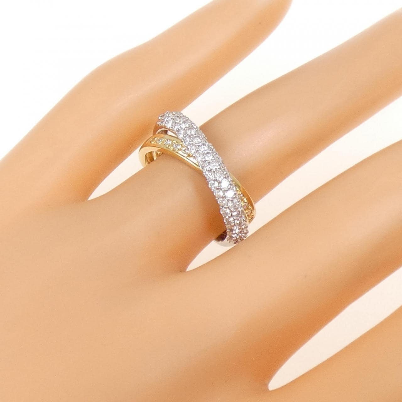 K18YG/PT900 パヴェ ダイヤモンド リング 0.65CT