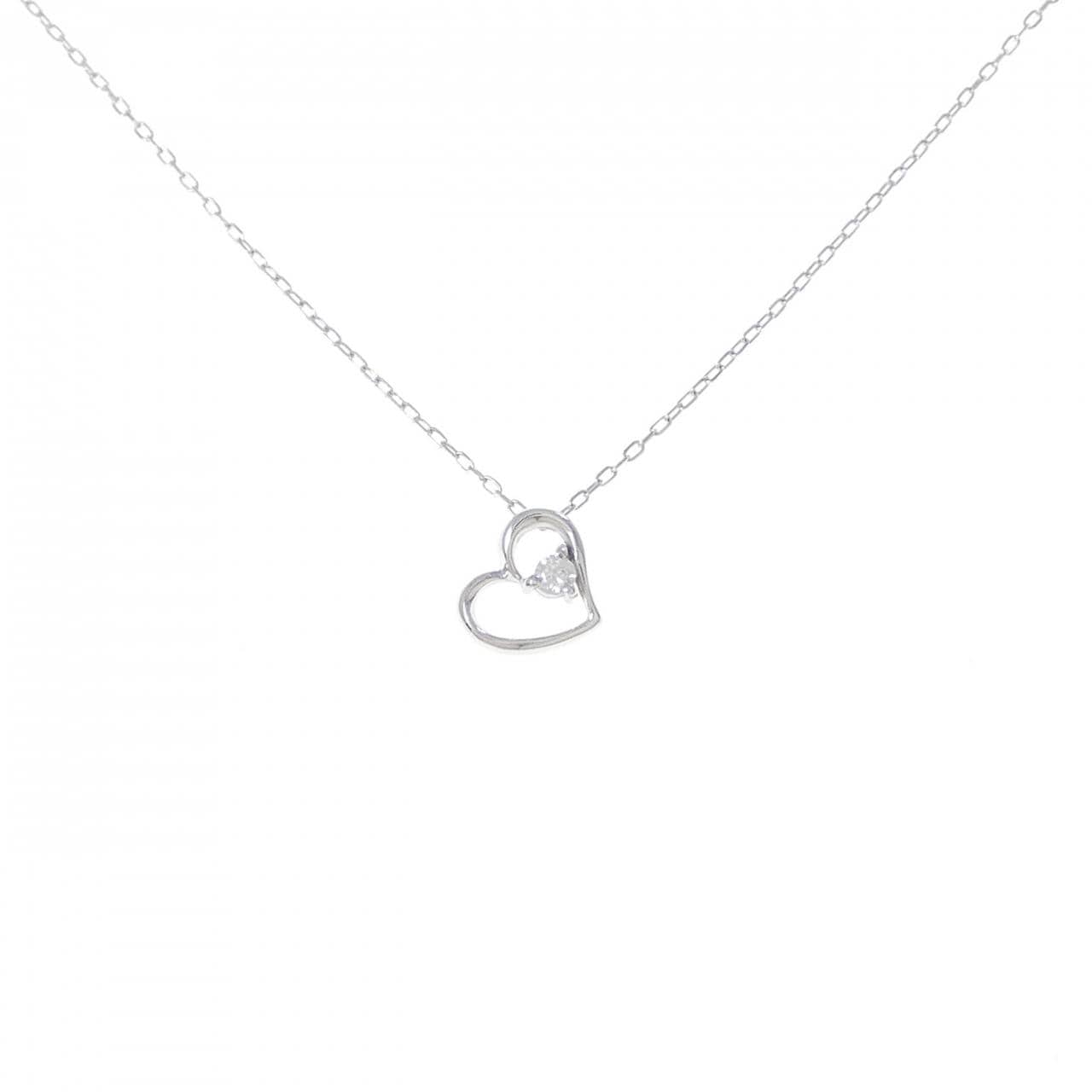 K10WG ハート ダイヤモンド ネックレス 0.03CT
