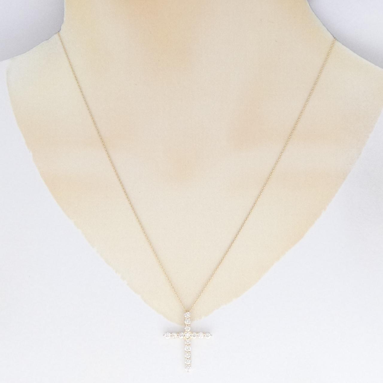 【新品】K18YG クロス ダイヤモンド ネックレス 1.00CT