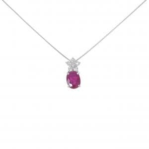 K18WG フラワー ルビー ネックレス 1.11CT