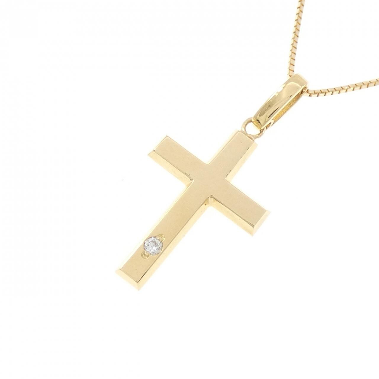 K18YG クロス ダイヤモンド ネックレス 0.02CT