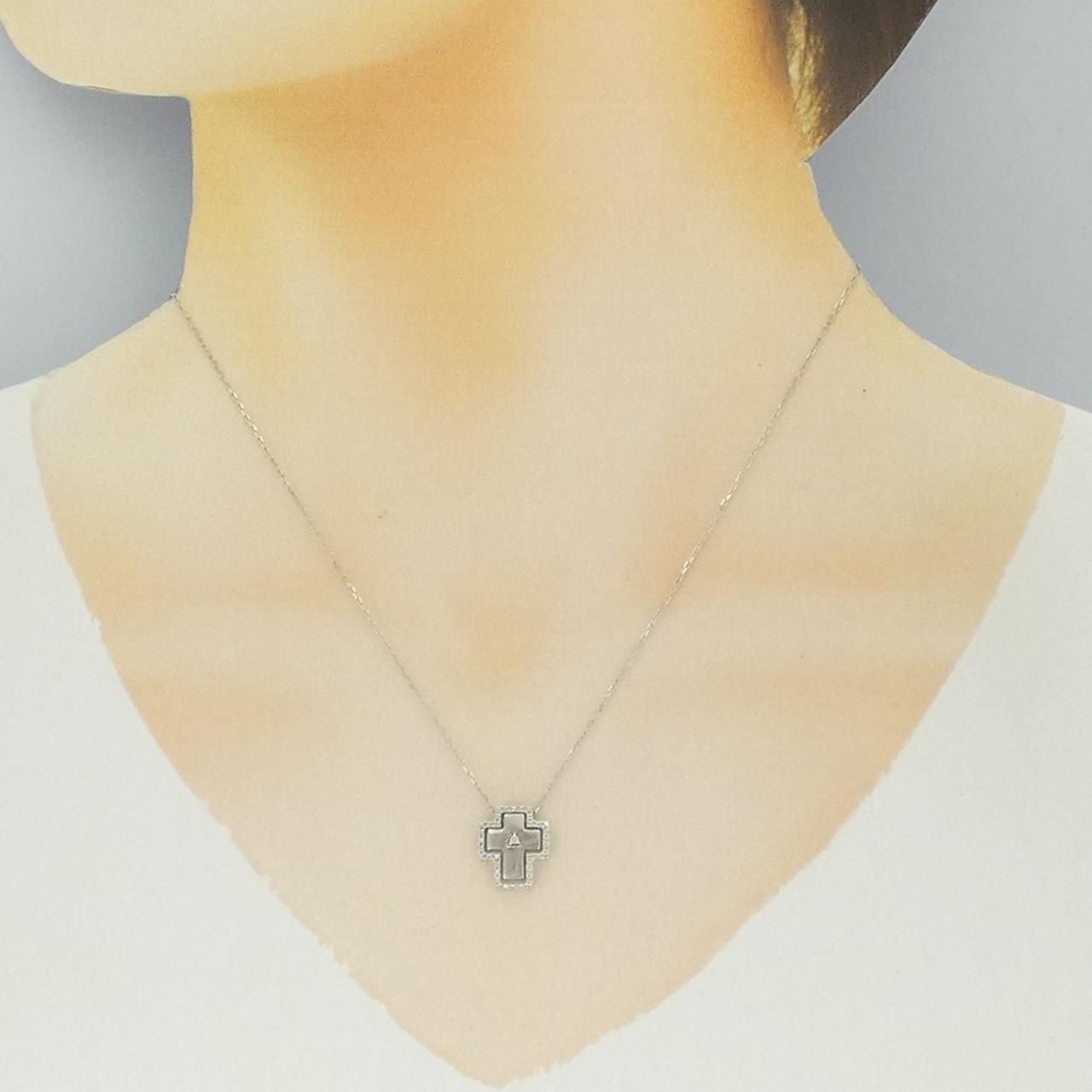 K10WG クロス ダイヤモンド ネックレス 0.01CT