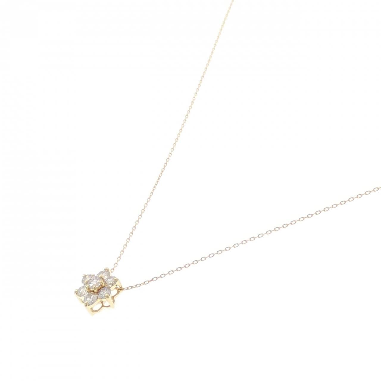 K18YG フラワー ダイヤモンド ネックレス 0.50CT