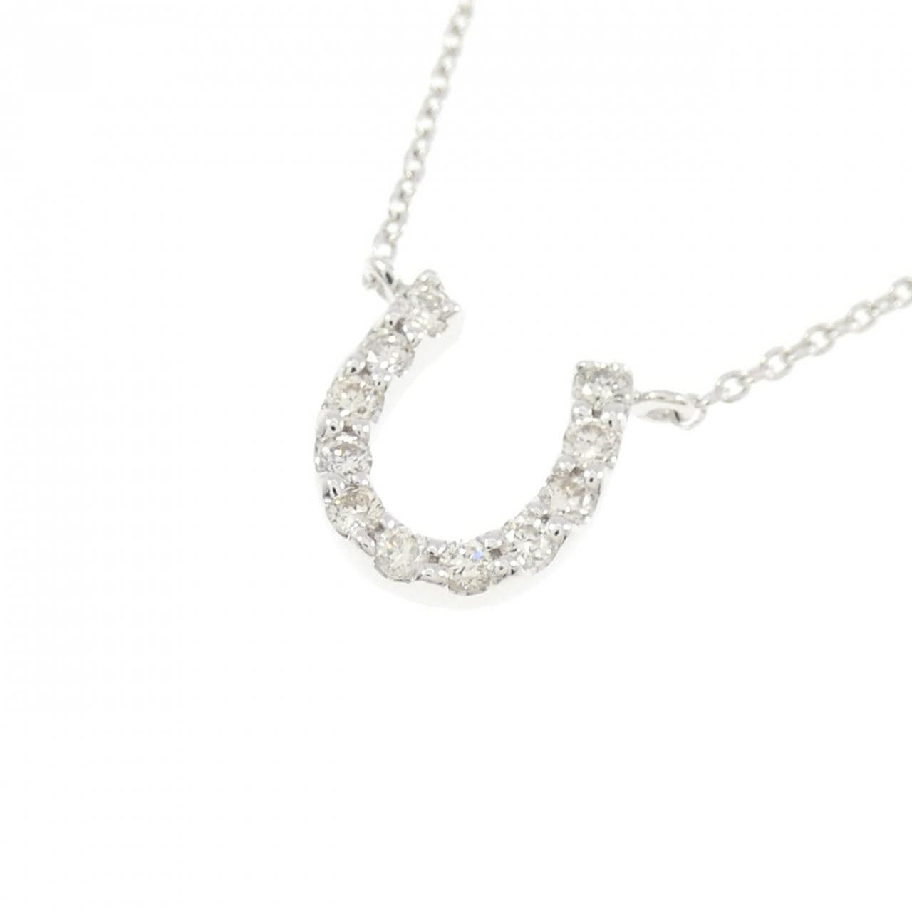 K18WG ホースシュー ダイヤモンド ネックレス 0.11CT