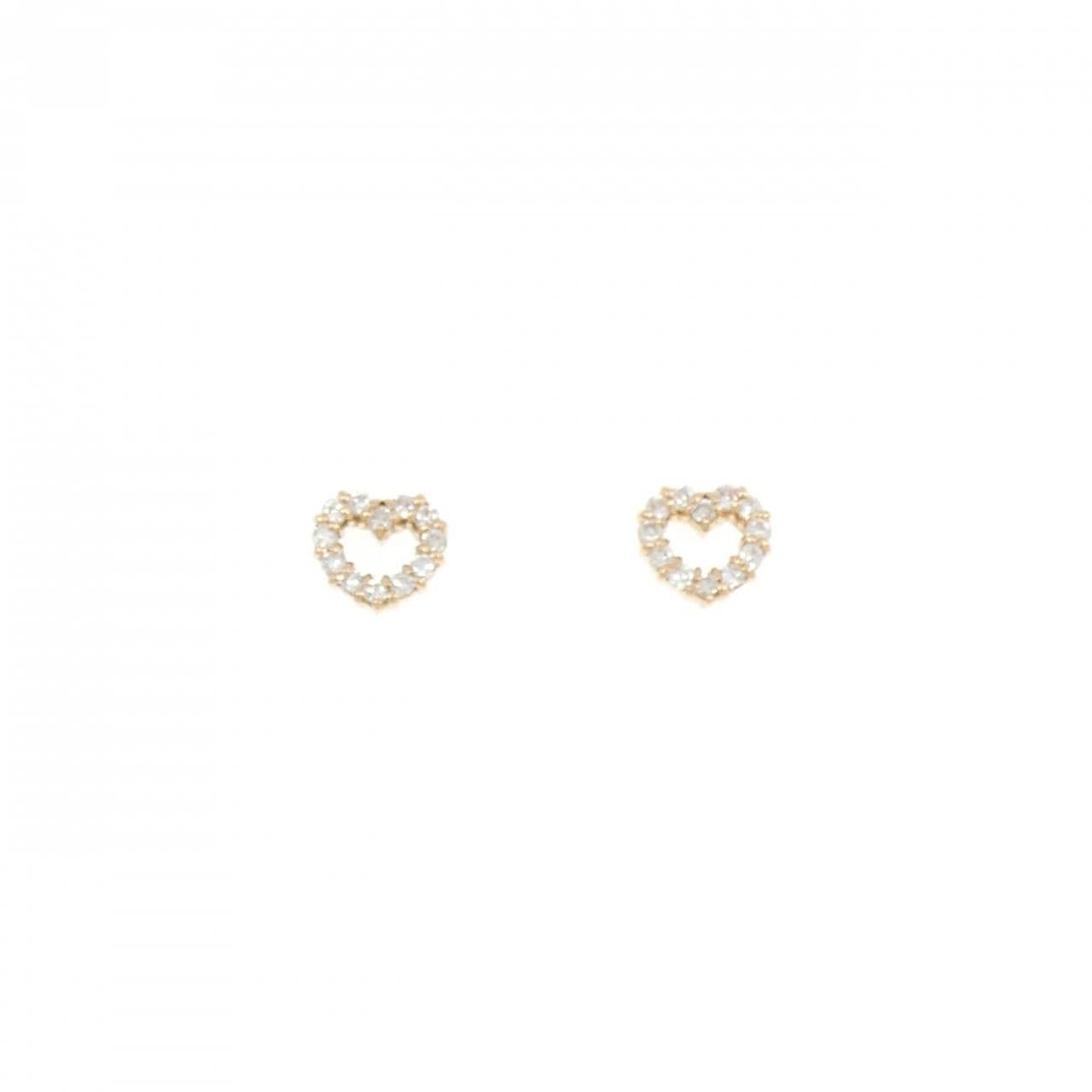 K18PG ハート ダイヤモンド ピアス 0.20CT