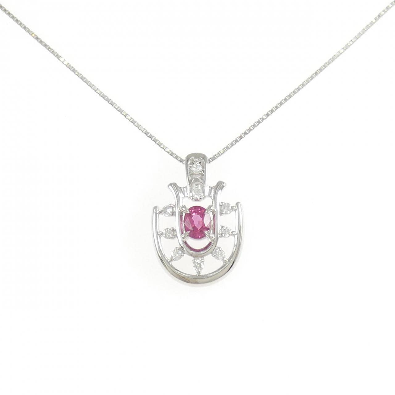 PT900/PT850 ルビー ネックレス 0.41CT