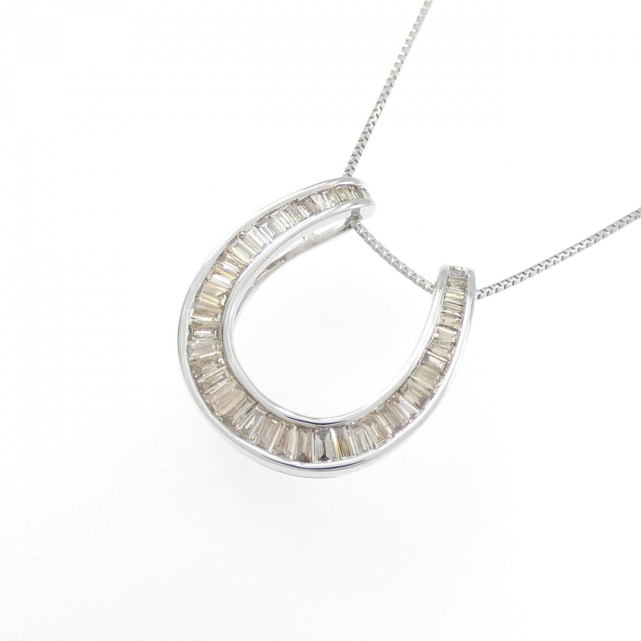 K18WG ホースシュー ダイヤモンド ネックレス 0.38CT