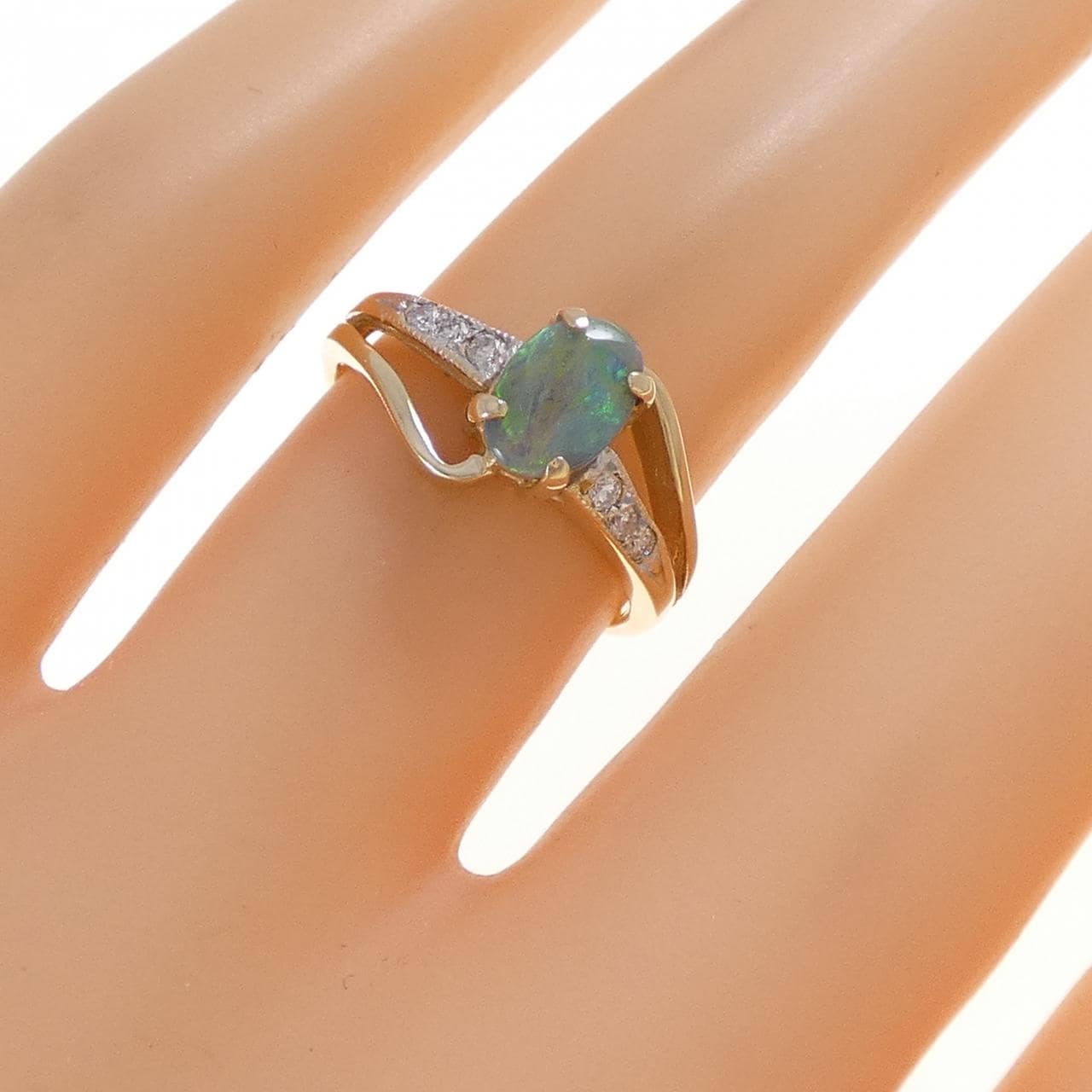 14KYG/14KWG ブラックオパール リング