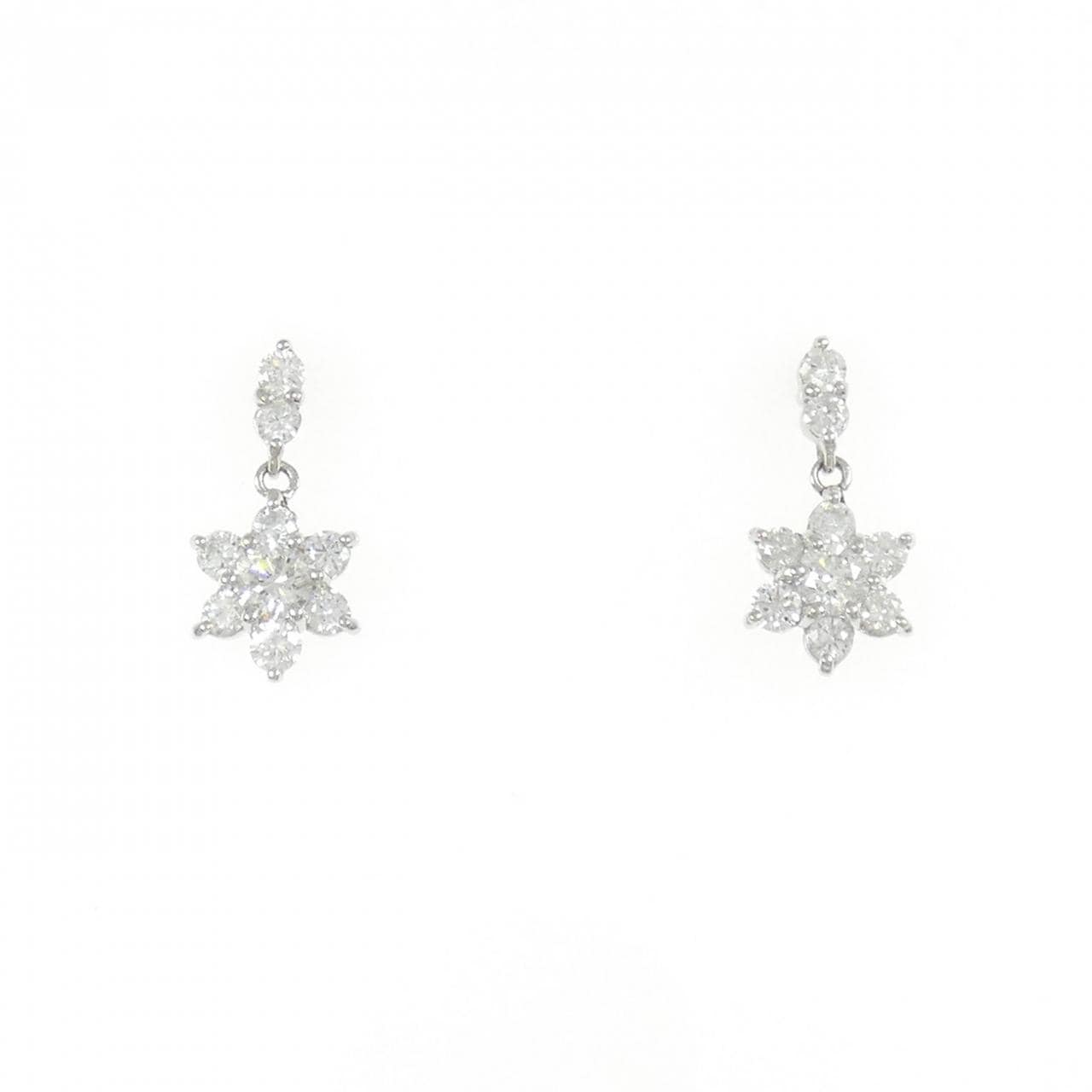PT900 フラワー ダイヤモンド ピアス 0.6CT