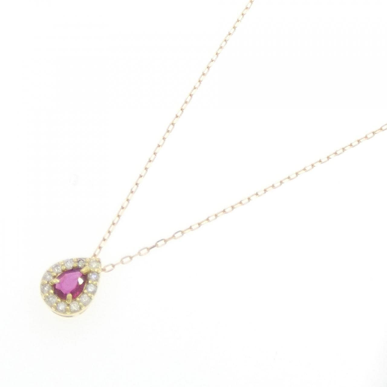 [BRAND NEW] K18YG Ruby Necklace 0.11CT