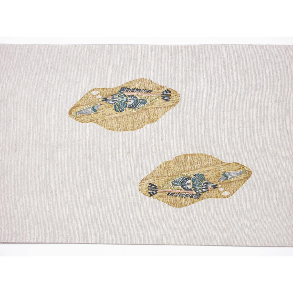 袋帯　染紬　友禅加工