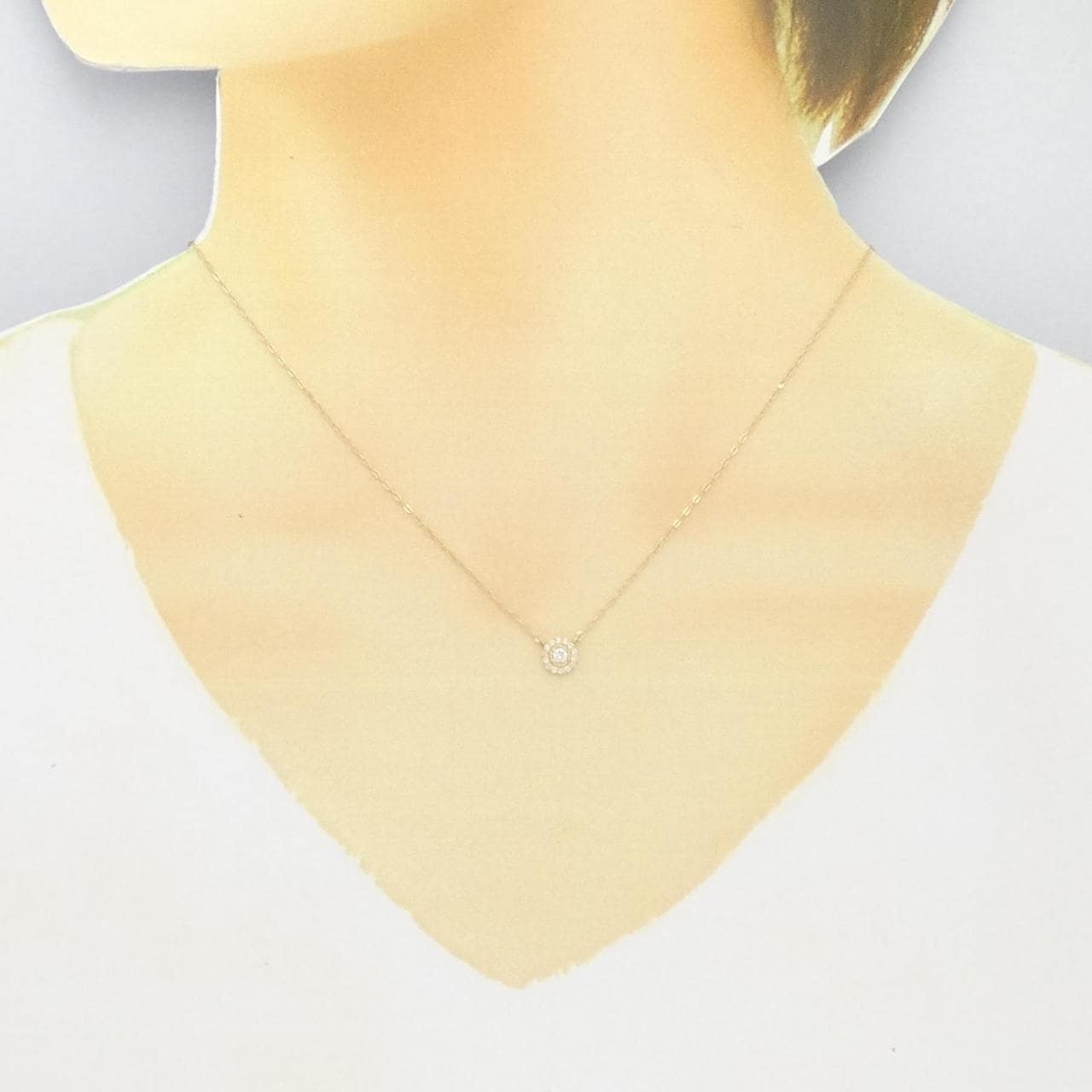 [BRAND NEW] K18YG Diamond necklace 0.13CT