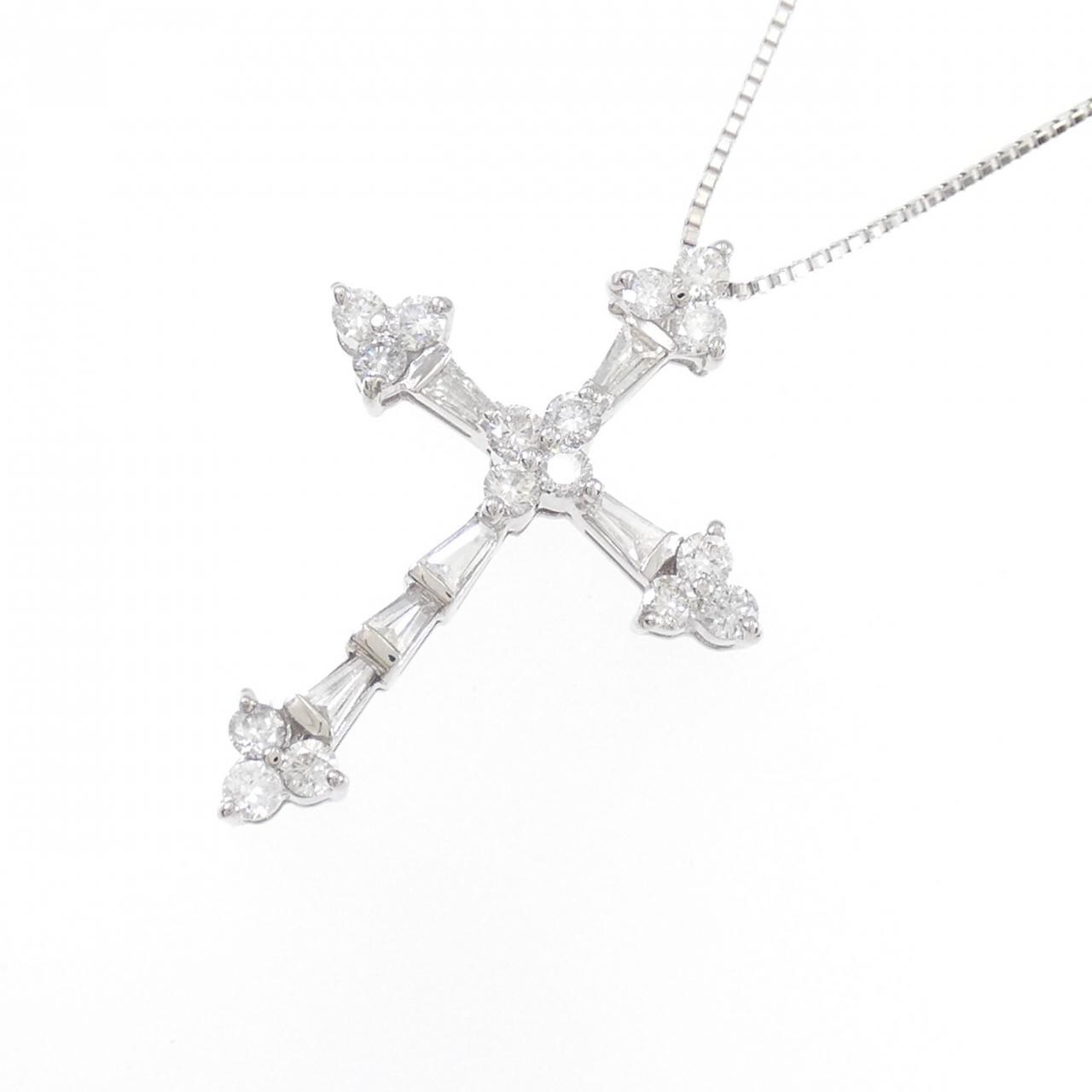 K18WG クロス ダイヤモンド ネックレス 1.00CT