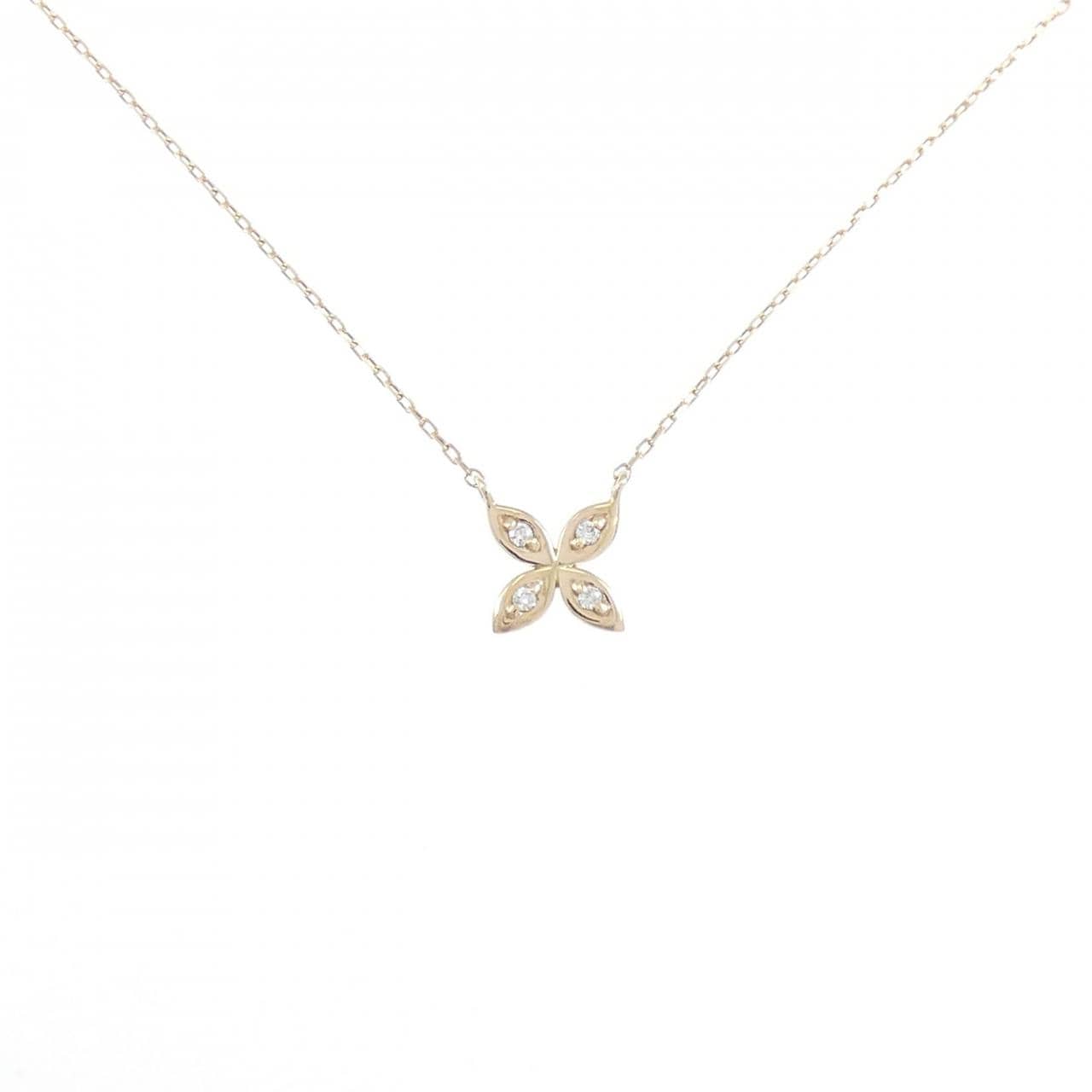 K10YG フラワー ダイヤモンド ネックレス 0.01CT