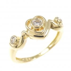 K18YG ハート ダイヤモンド リング