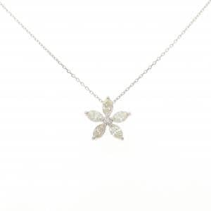 K18WG フラワー ダイヤモンド ネックレス 0.50CT