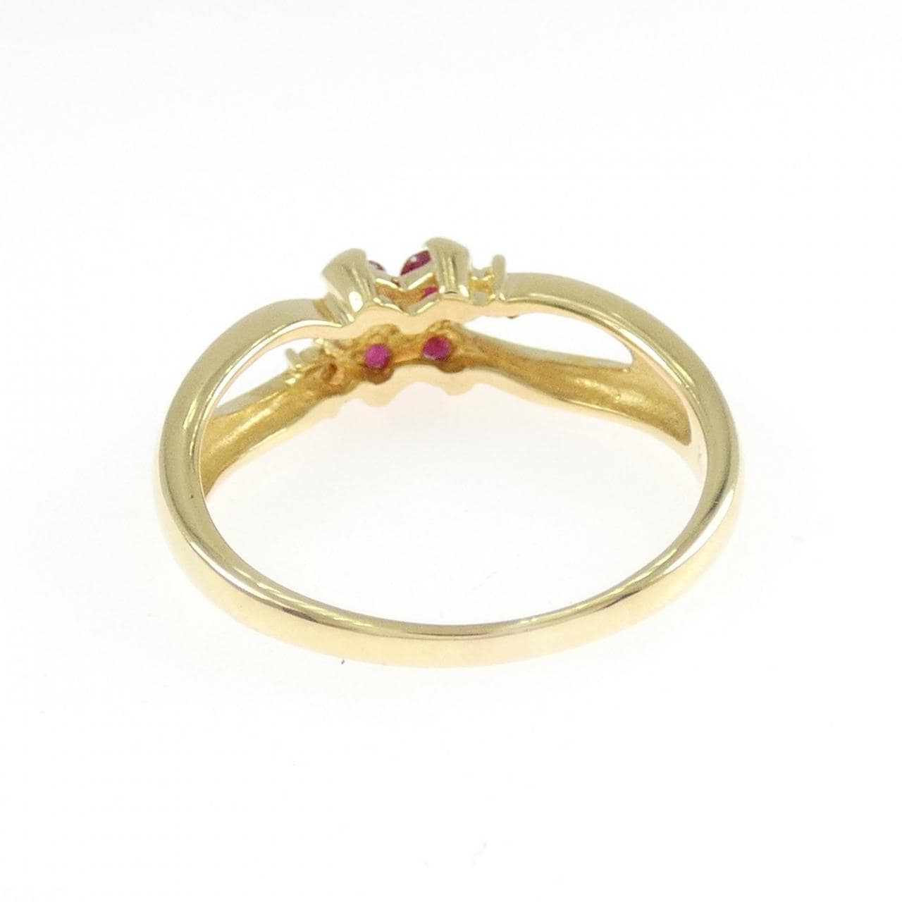 K18YG フラワー ルビー リング 0.37CT