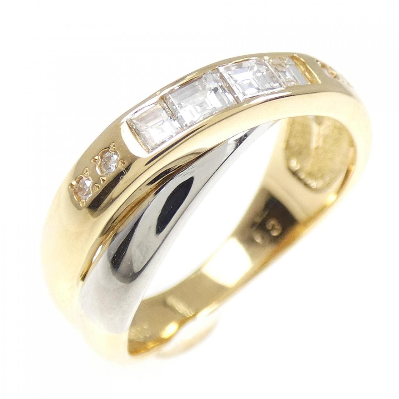 K18YG/PT Diamond ring 0.3CT