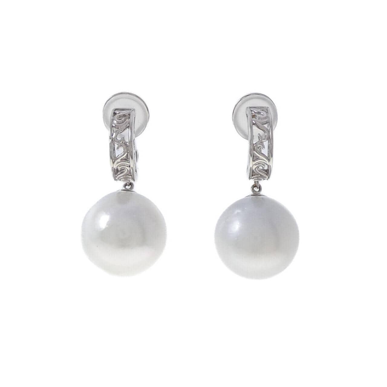 PT900/K14WG 白蝶パール ピアス 15mm