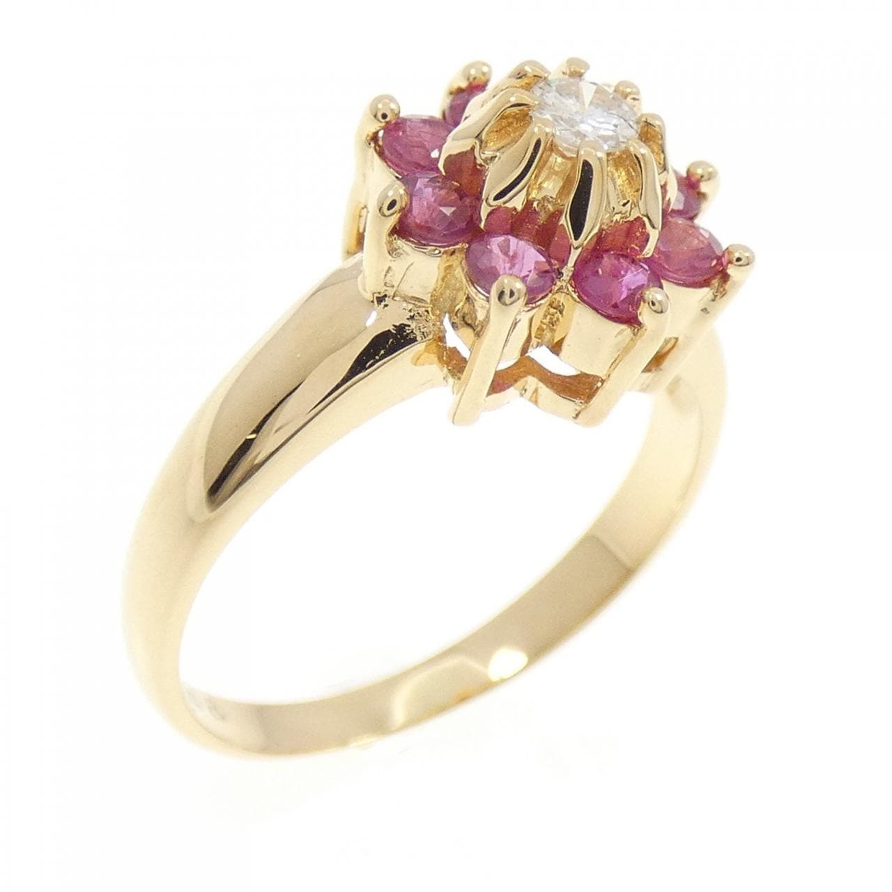 K18YG フラワー ルビー リング 0.48CT