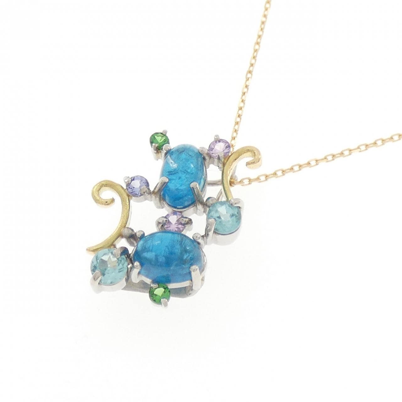 PT900/K18YG アパタイト ネックレス 1.493CT