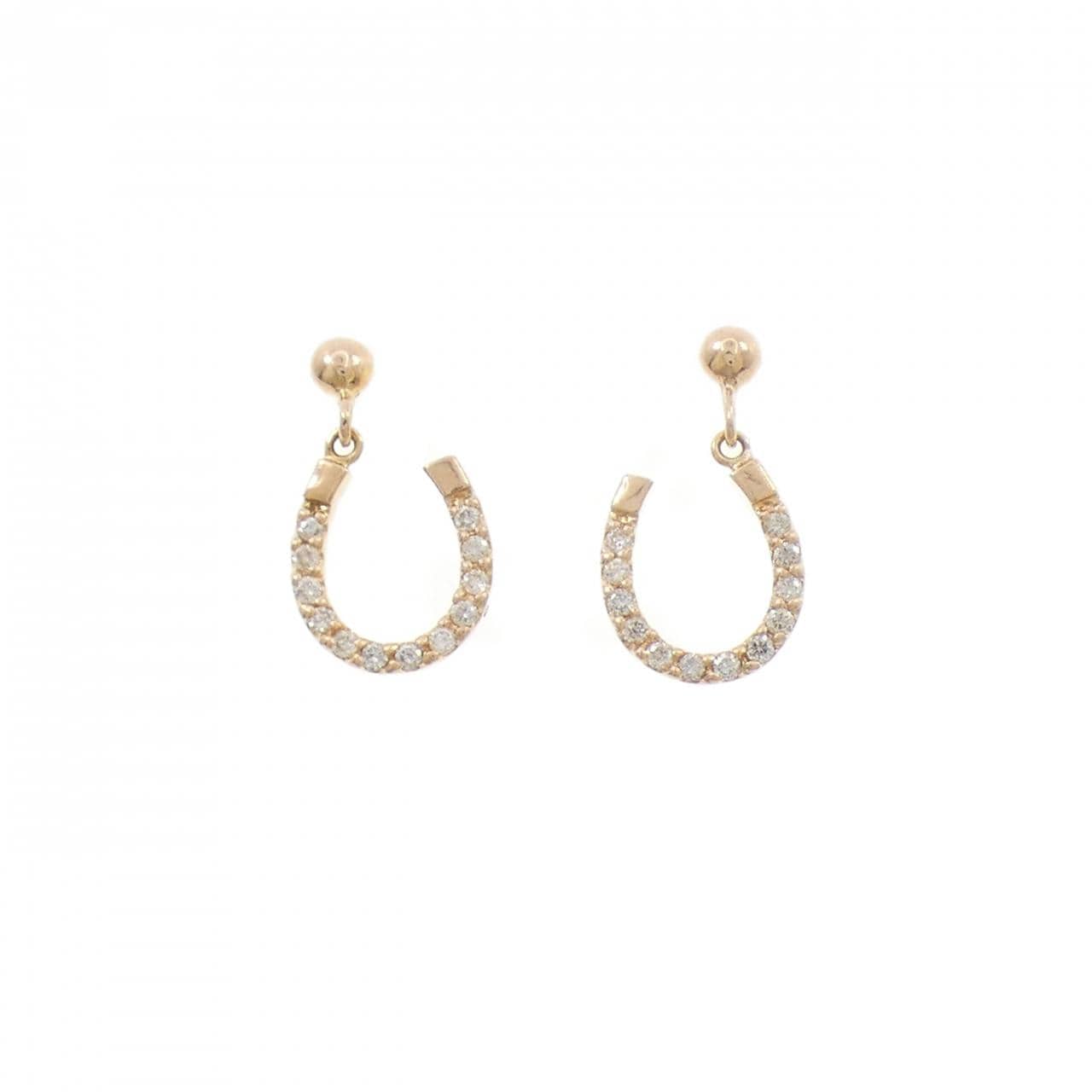 K18PG ホースシュー ダイヤモンド ピアス 0.10CT
