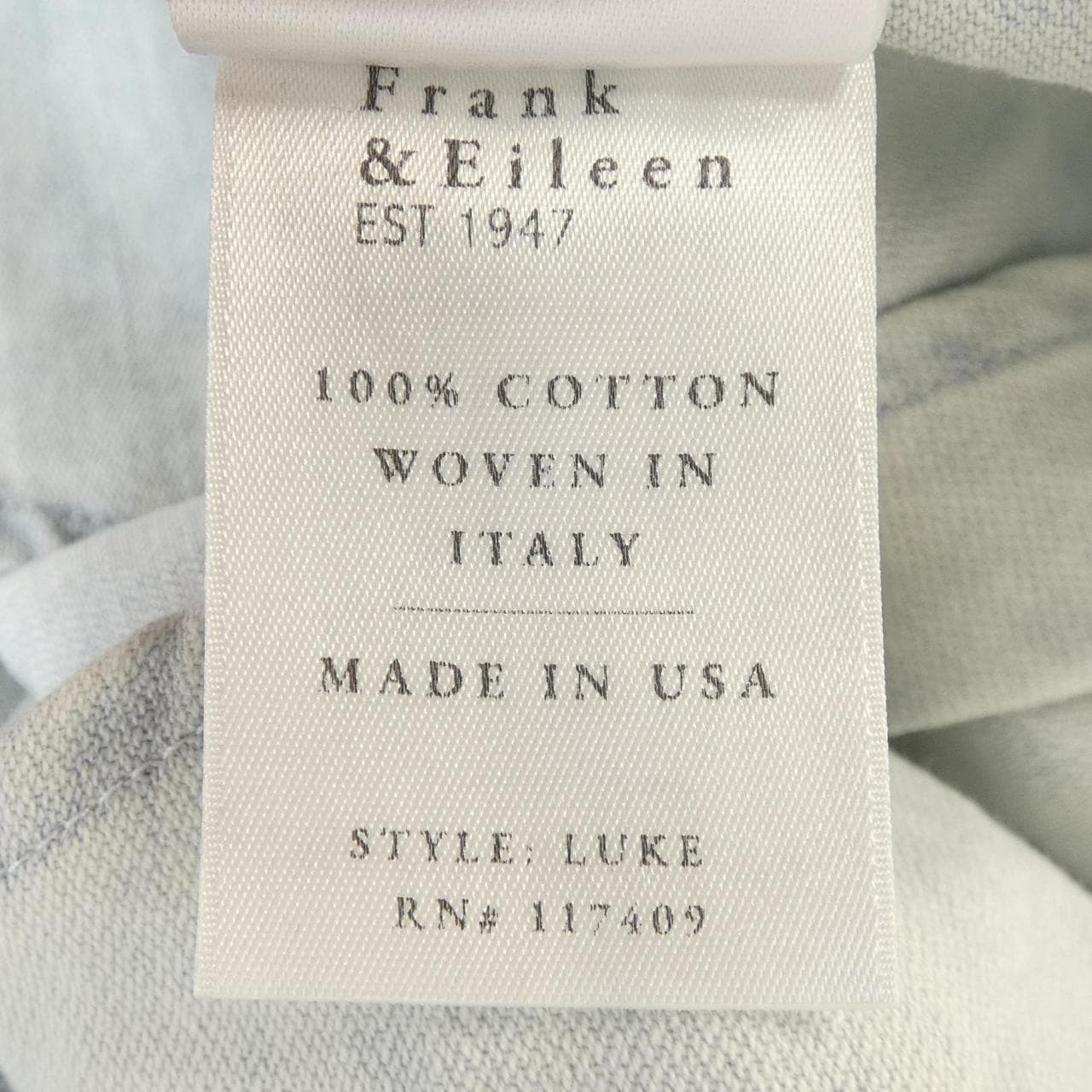 フランクアンドアイリーン FRANK&EILEEN シャツ
