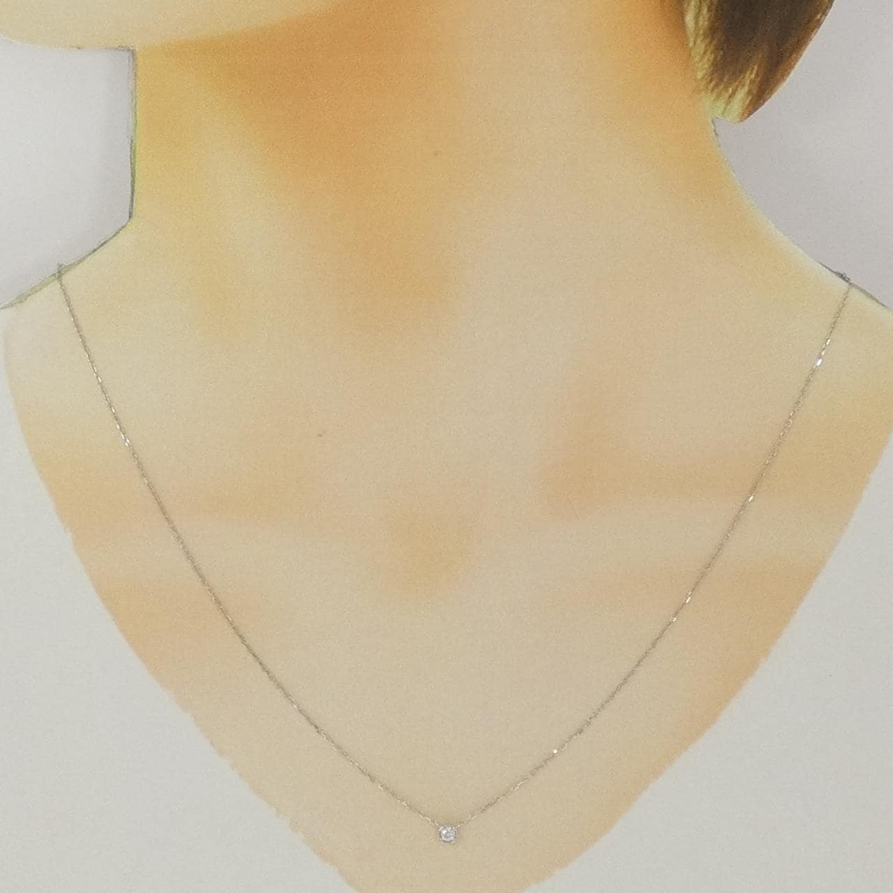 K10WG ソリティア ダイヤモンド ネックレス 0.08CT
