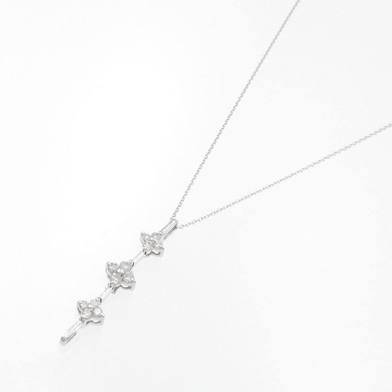 K18WG 2WAY フラワー ダイヤモンド ネックレス 0.50CT
