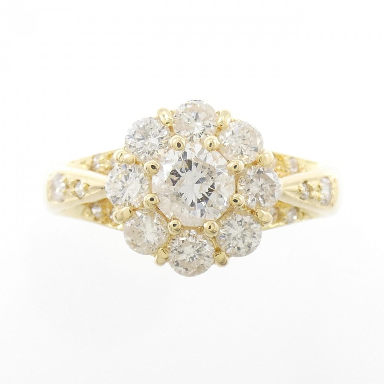 K18YG フラワー ダイヤモンド リング 0.38CT