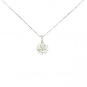 【新品】PT900/PT850 フラワー ダイヤモンド ネックレス 0.30CT