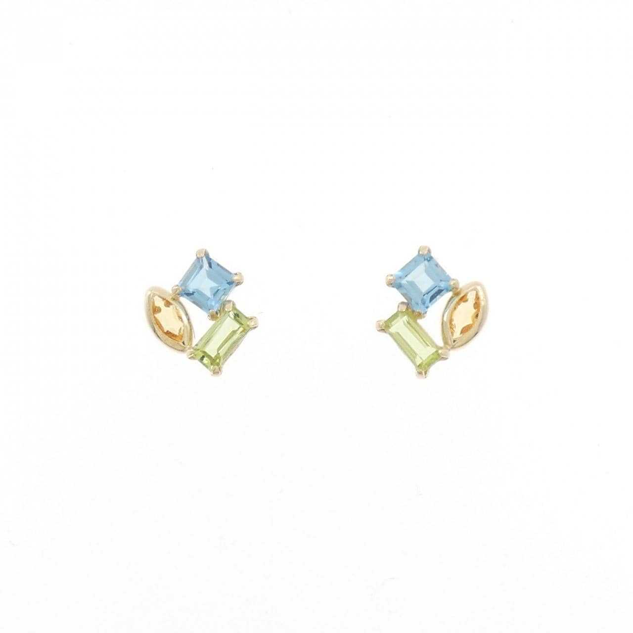 【新品】K10YG カラーストーン ピアス