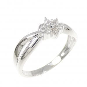 K18WG フラワー ダイヤモンド リング 0.11CT