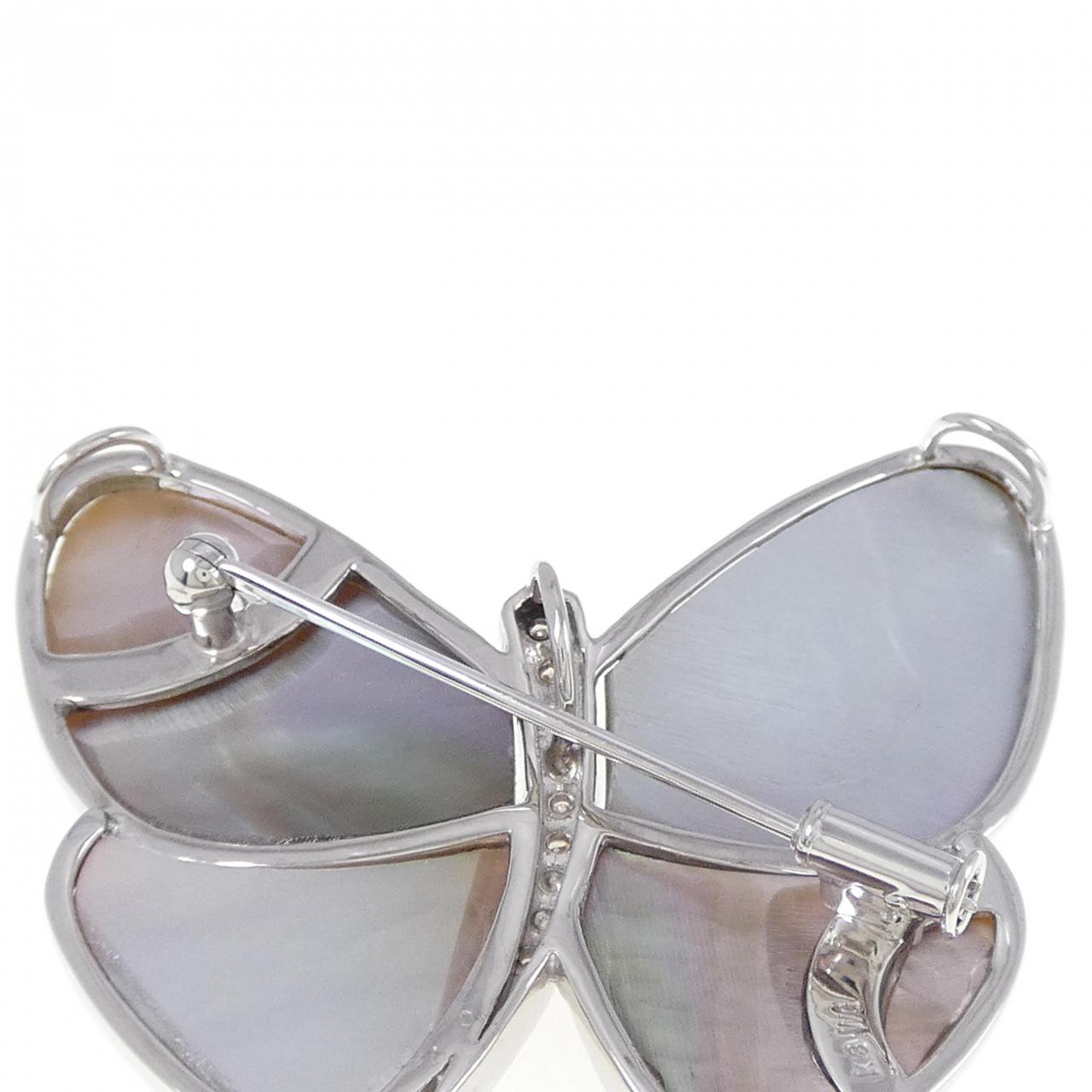 K18WG/K14WG butterfly mother-of-pearl brooch