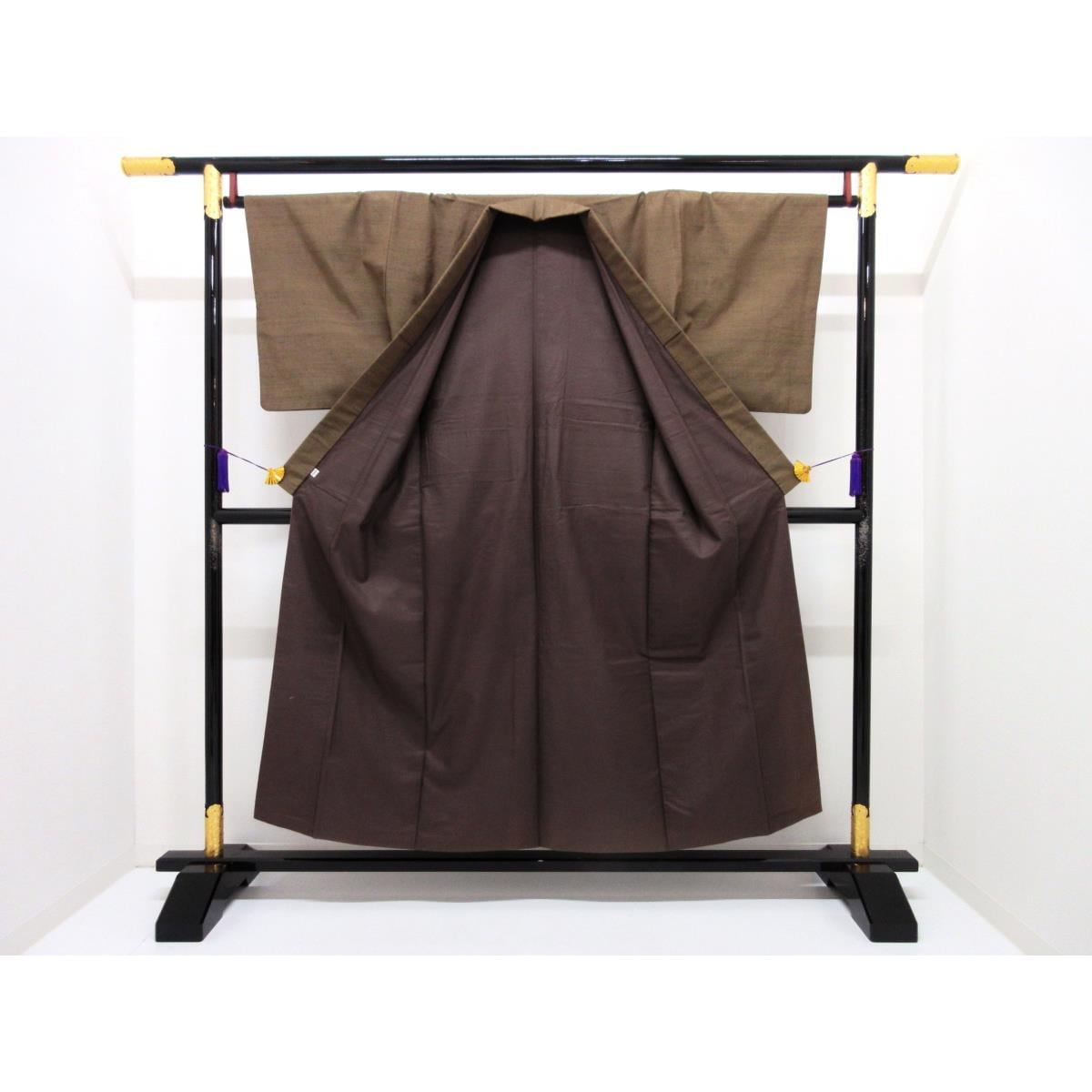 Men's pongee kimono, haori, nagusa undergarment 3-piece set