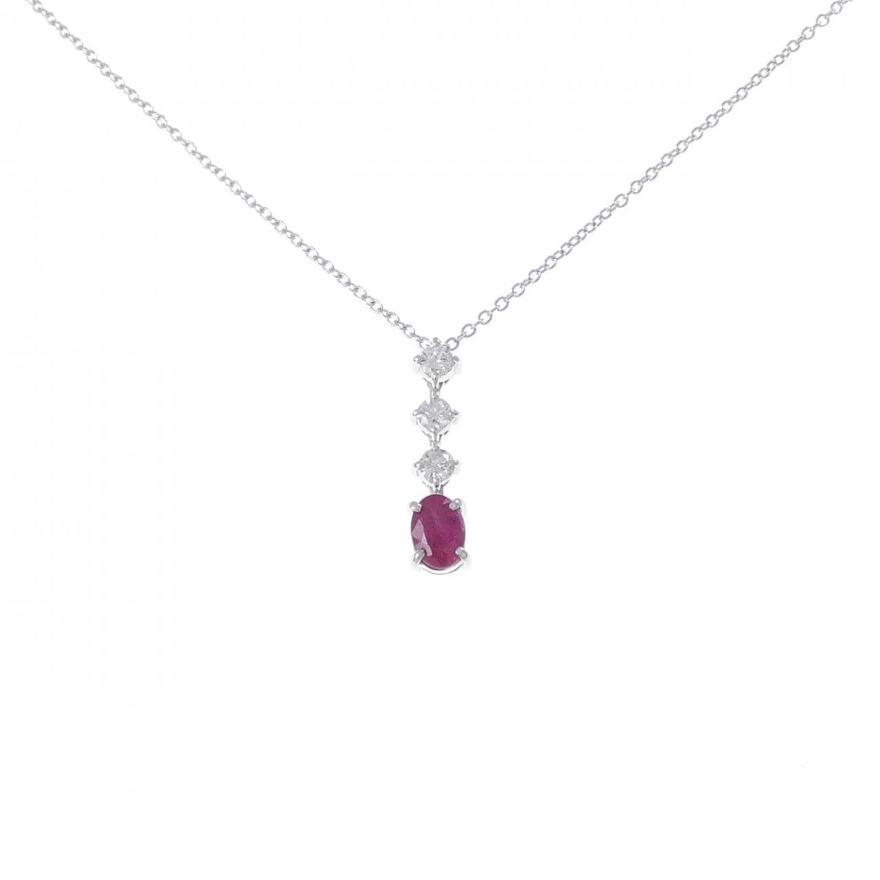 K18WG/750WG ルビー ネックレス 0.50CT
