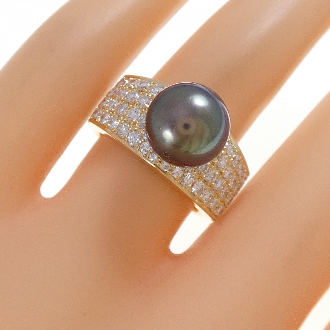 K18YG 黒蝶パール リング 9.7mm