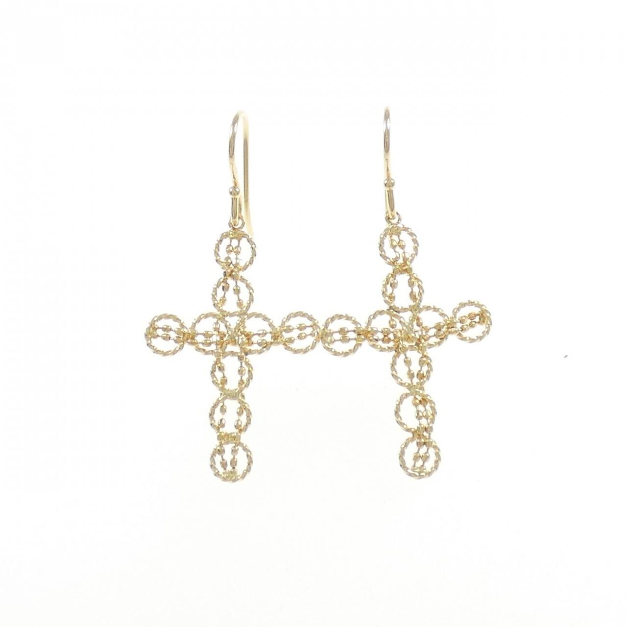 K18YG cross earrings