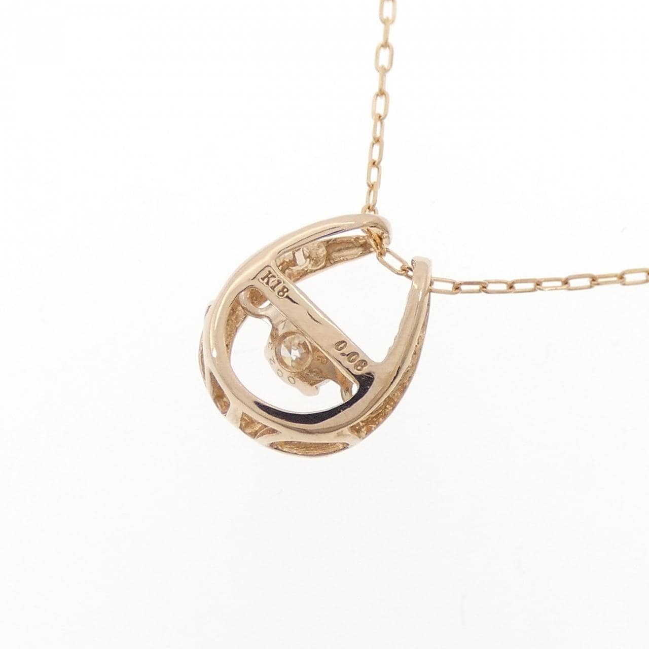 K18PG ホースシュー ダイヤモンド ネックレス 0.08CT