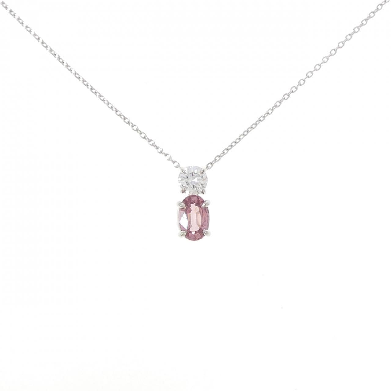 PT900/PT850 非加熱 パパラチアサファイヤ ネックレス 0.70CT