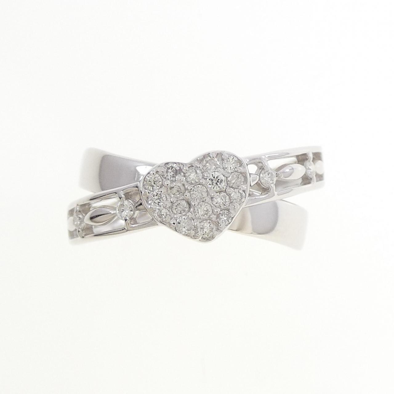 K18WG ハート パヴェ ダイヤモンド リング 0.16CT