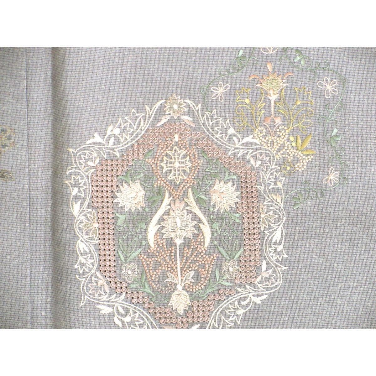 [未使用品] 參拜Ooshima Tsumugi大島紬 繡花 暈染 寬 3L