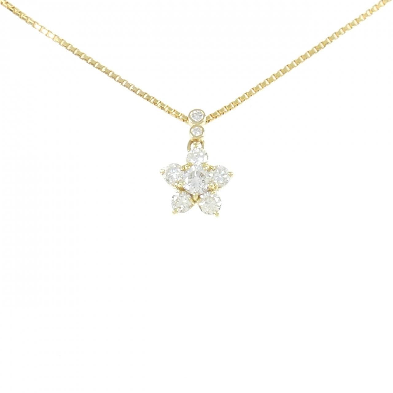 K18YG flower Diamond necklace 0.18CT